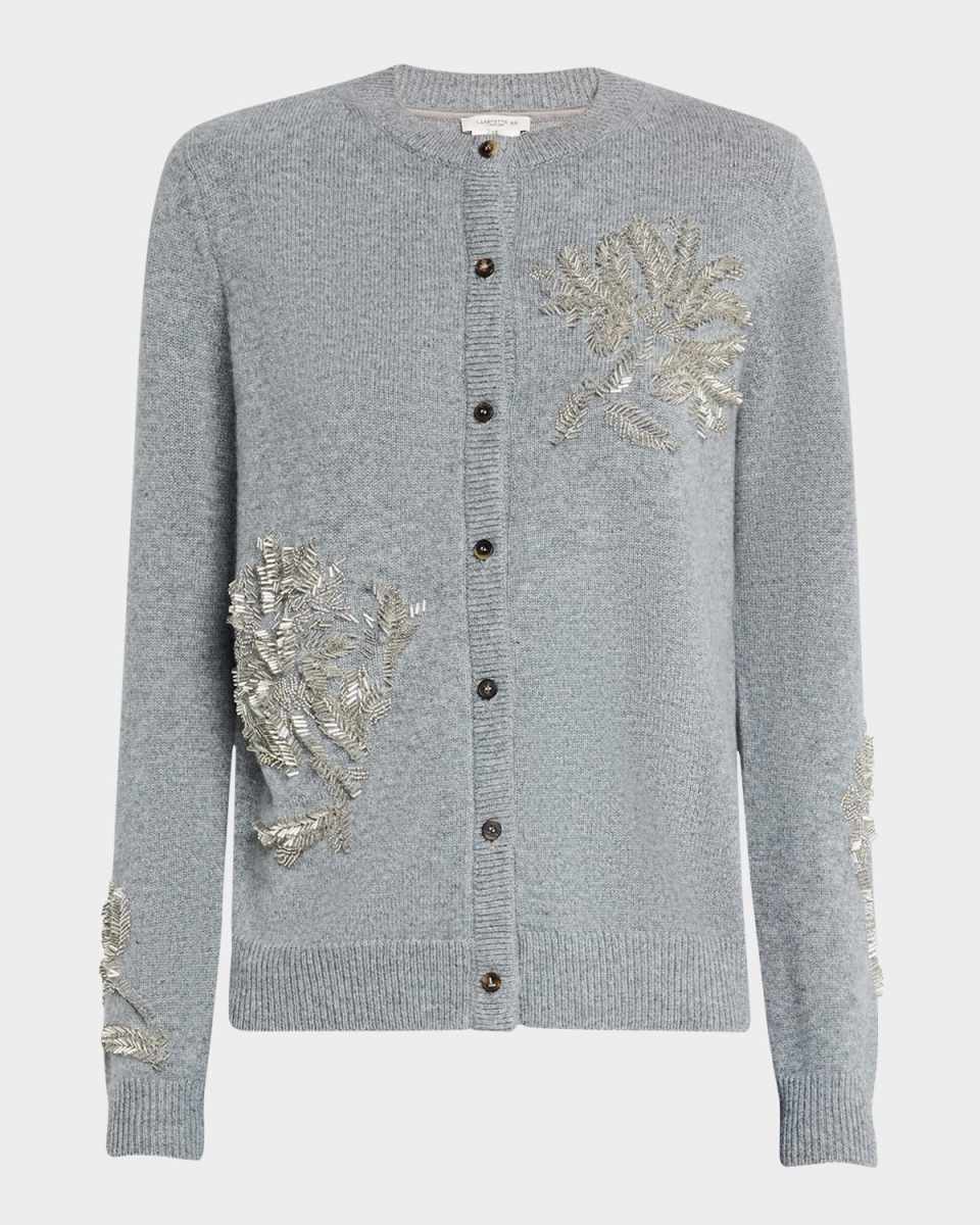 Floral Beaded Cashmere Cardigan
